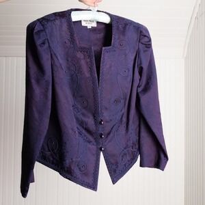 Gorgeous 80's Nah Nah navy‎ brocade fitted jacket